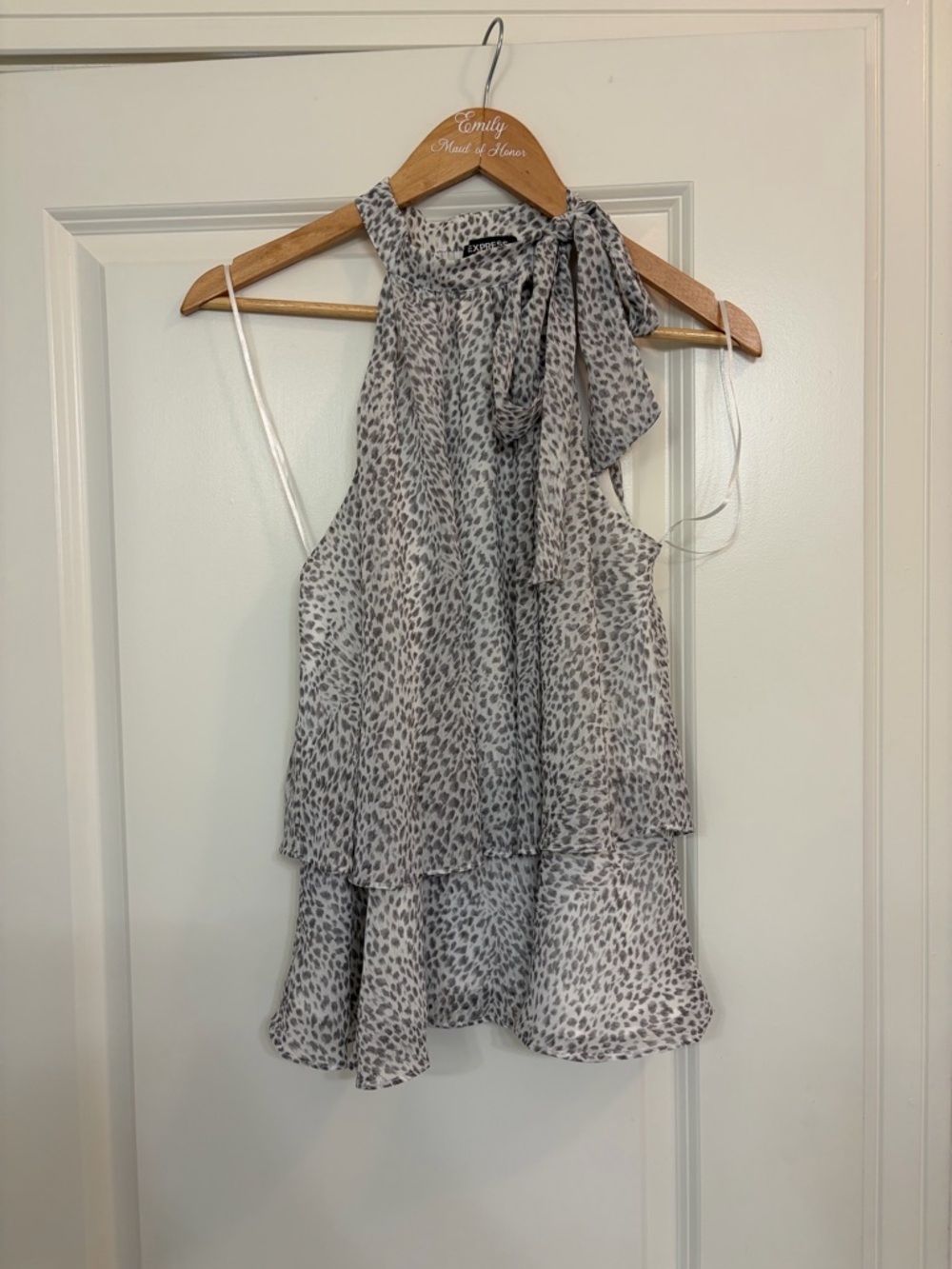 Express Grey Printed Halter Tie-Neck Camisole